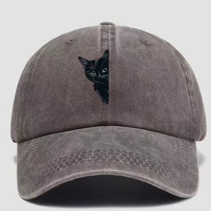 Animal Kitten Print Golf Cap - Men and Women Universal Vintage Washed Baseball Cap