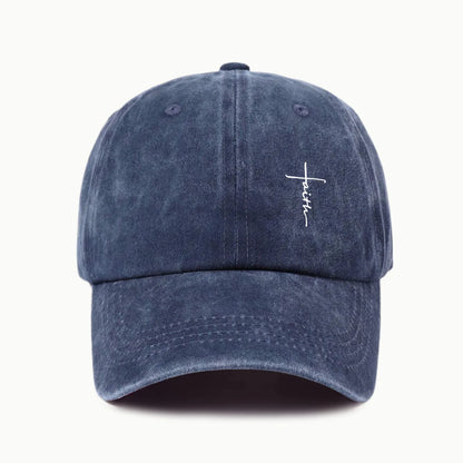 Retro Washed Water-Resistant Universal Cross-Print Baseball Cap