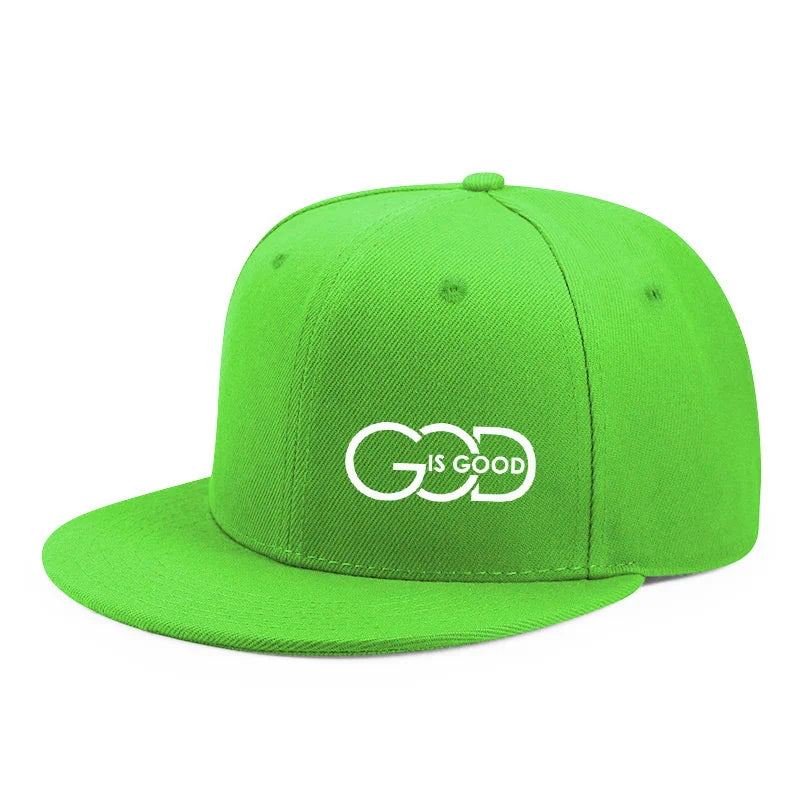 Unisex Adjustable Snapback Cap Street Flat Brim Hat Printed GOD IS GOOD