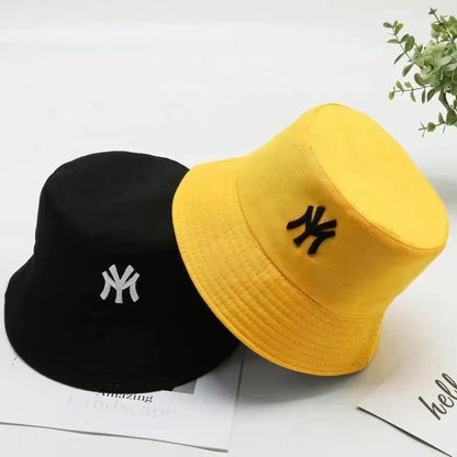 Unisex Letter Embroidery Personality Two-Sided Bucket Hats Fishermen Caps
