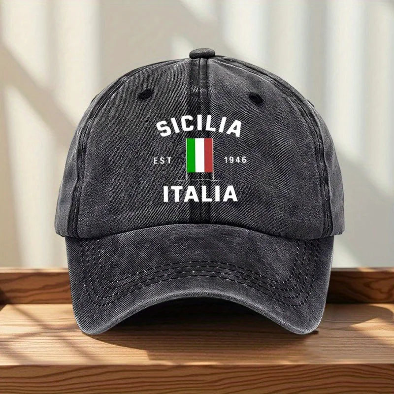 Italian Flag Baseball Cap MAROON With Sicily EST 946
