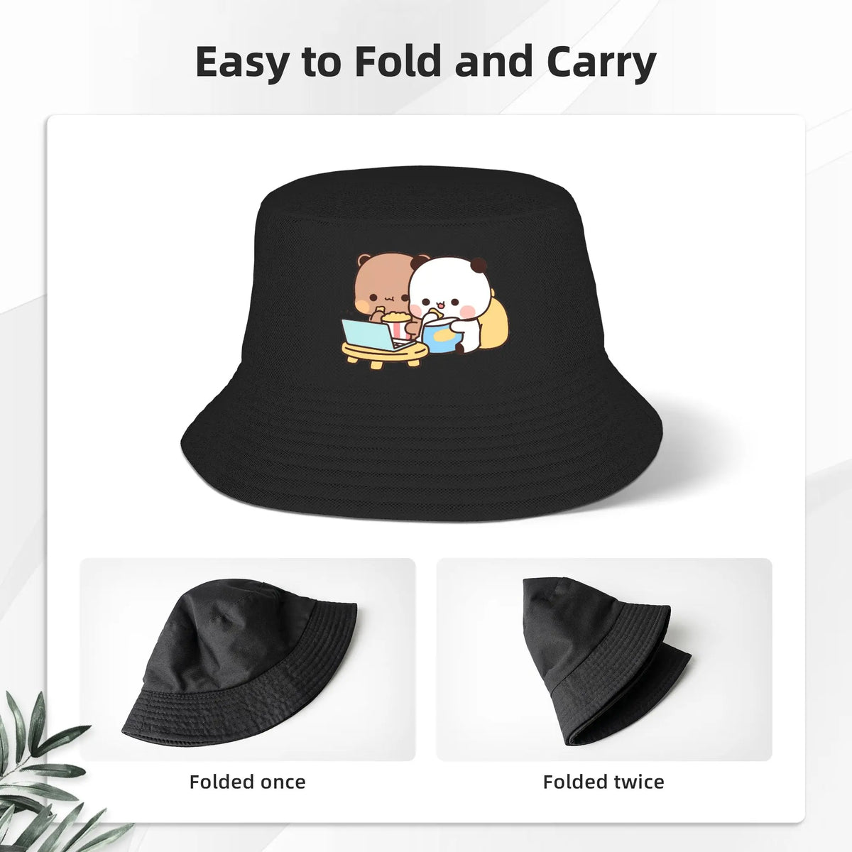Panda Bear Couple Anime Cartoon Bucket Hat Bubu And Dudu