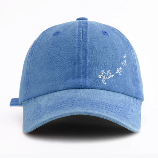 Turtle Print Washed Baseball Cap For Adults