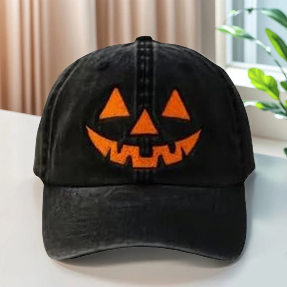 Halloween Pumpkin Face Baseball Hats for Men/Women Pumpkin Embroidery Baseball Caps