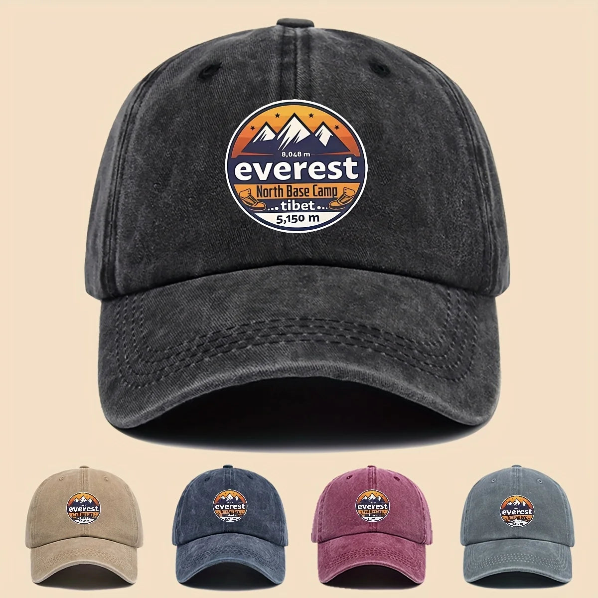 Baseball Cap Featuring "Everest North Base Camp 5, 150 Meters"
