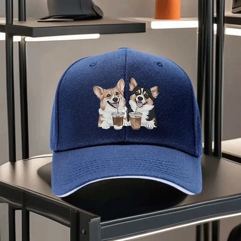 Corgi Coffee Couple Baseball Cap
