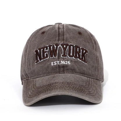 New York Washed Cotton Baseball Cap Hats For Women Men