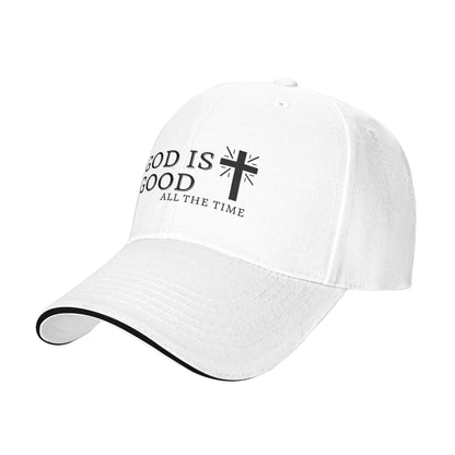 Black Christian GOD IS GOOD Jesus Cross White Baseball Cap