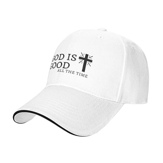 Black Christian GOD IS GOOD Jesus Cross White Baseball Cap