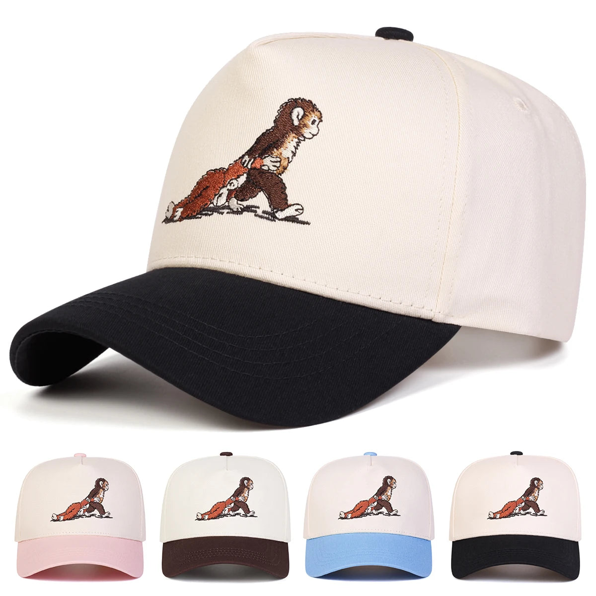 Monkey Embroidery Baseball Cap