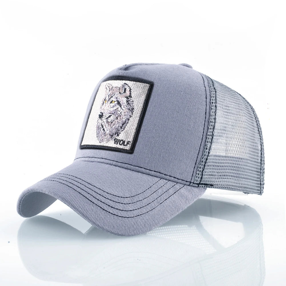 Fashion Baseball Cap With Embroidery Wolf Patch Snapback Hip Hop Men Women
