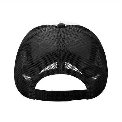 New Summer Breathable Skeleton Motif Print Black White Mesh Baseball Cap