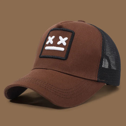Men's Smiling Face Embroidered Baseball Cap, Fashionable Truck Driver Hat