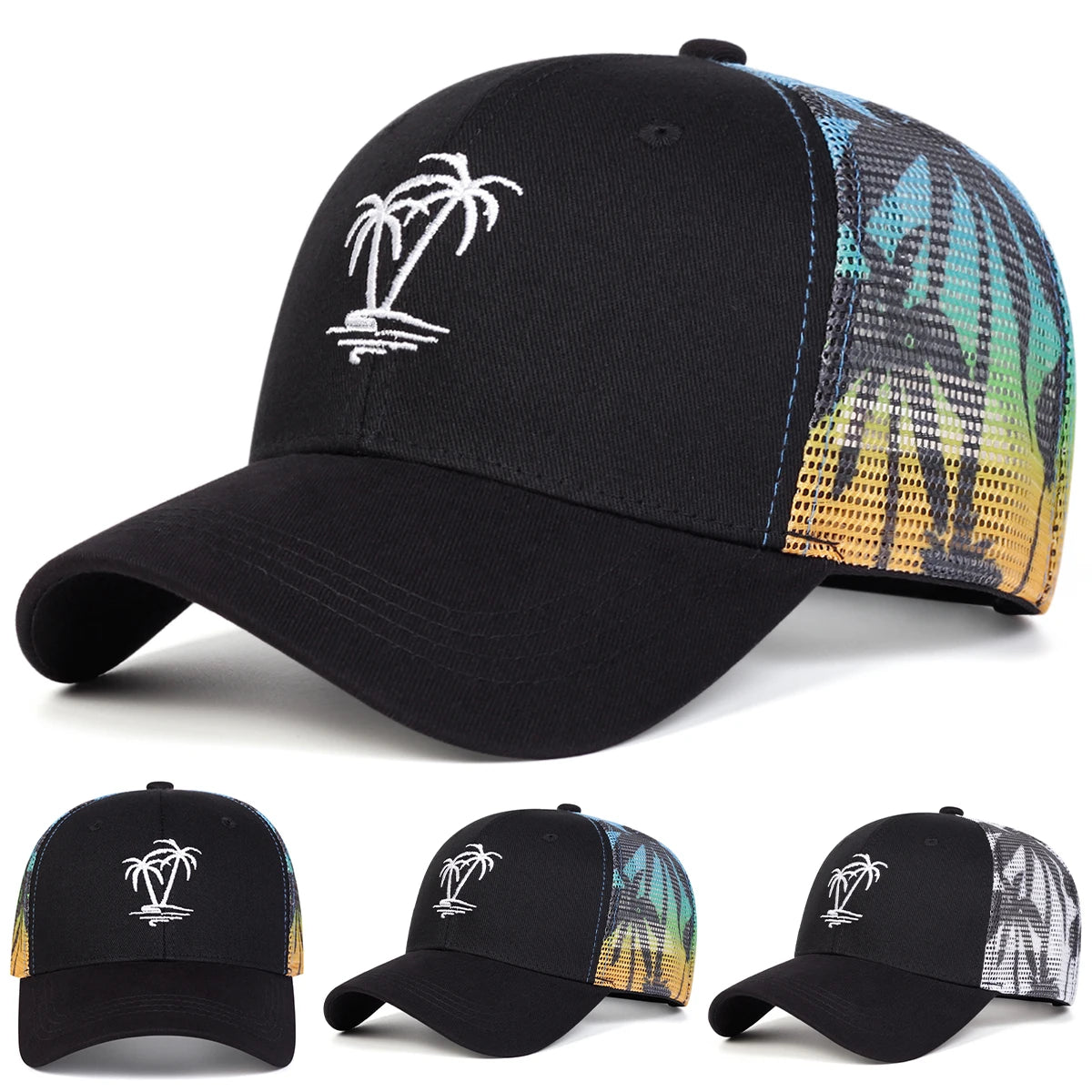 Unisex Coconut Tree Embroidery Baseball Caps