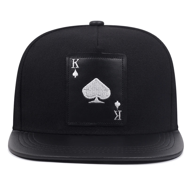 King Leather Playing Card Embroidered Baseball Caps Hip Hop Caps For Men Women Snapback Caps