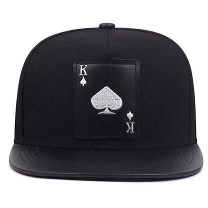 King Leather Playing Card Embroidered Baseball Caps Hip Hop Caps For Men Women Snapback Caps