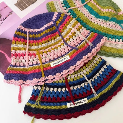 Autumn New Crochet Korean Handmade Bucket Hat Women