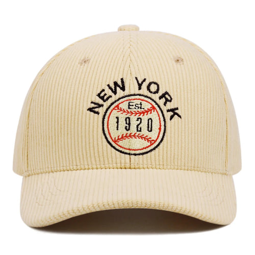 New York1920 Corduroy Letter Embroidery Baseball Caps Women Men