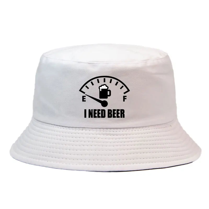 I Need Beer Printed Bucket Hat Women Men Casual Reversible Fisherman Cap