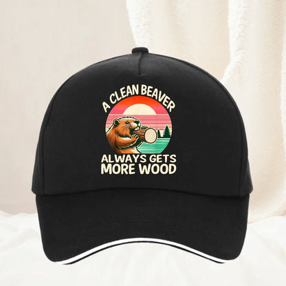 A Clean Beaver Always Gets More Wood Funny Adult Joke Graphic Baseball Cap