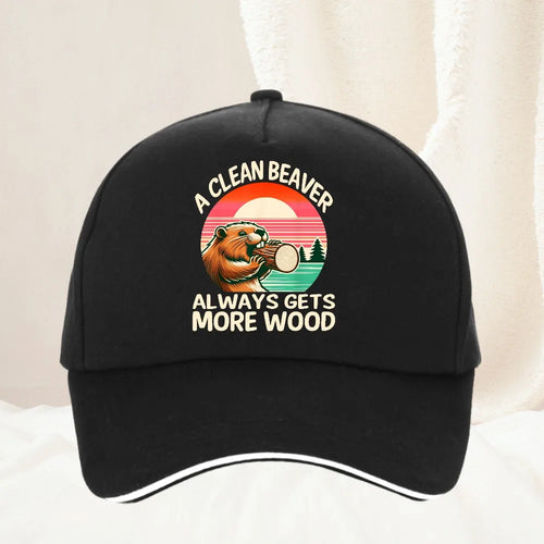 A Clean Beaver Always Gets More Wood Funny Adult Joke Graphic Baseball Cap