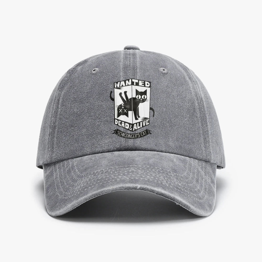 Schrodinger Cat Wanted Dead and Alive Baseball Cap