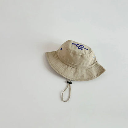 Summer Quick-Dry Baby Children Bucket Hat Solid Color Letter Kids Fisherman