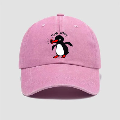 Cross-Border Hottest Curved Brim Wash Cotton Baseball Cap Cartoon Penguin
