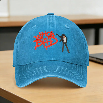 Washed Baseball Cap MJ Who is Bad Michaels Jacksons Baseball Caps