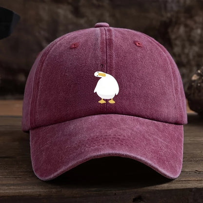 Cute Duck Print Baseball Cap With Adjustable Snap Button