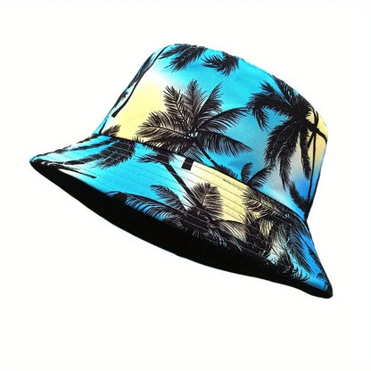 Fisherman Bucket Hat with Tropical Palm Tree Print