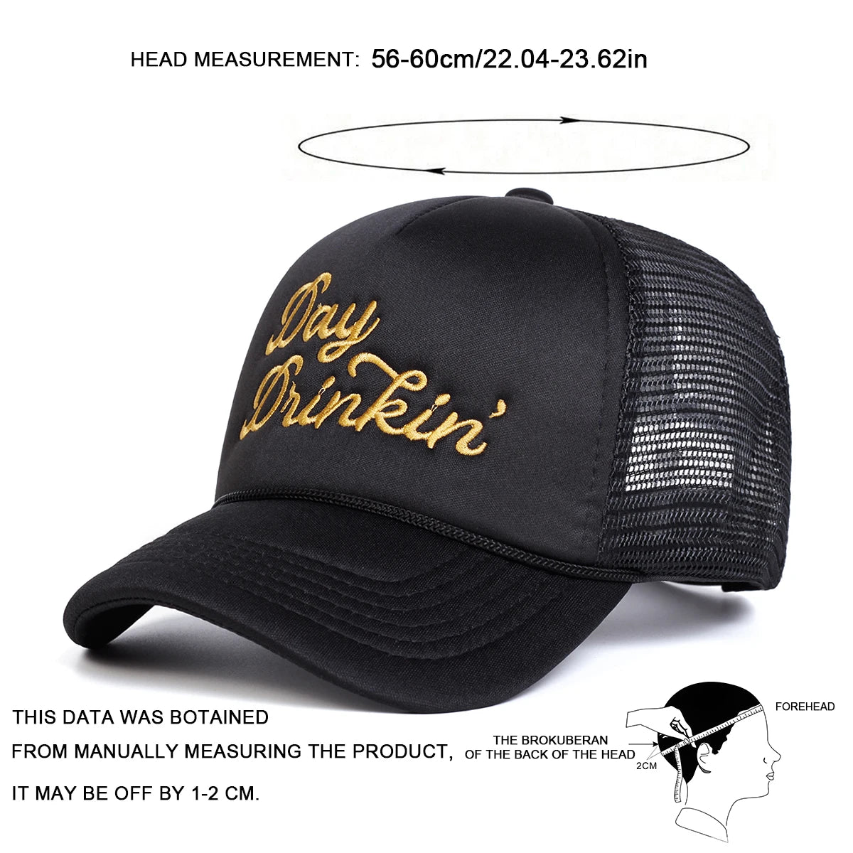 Unisex Day Drinkin Letter Embroidery Baseball Caps