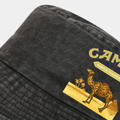 "Camel Trophy" Printed Washed Retro Sunshade Bucket Hat Outdoor Fashion Accessory