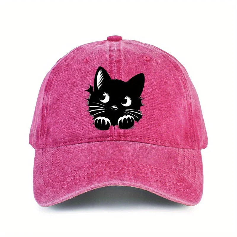 Cat Printed Baseball Cap With Cute Design