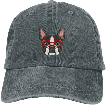 Boston Terrier Washed Baseball Cap