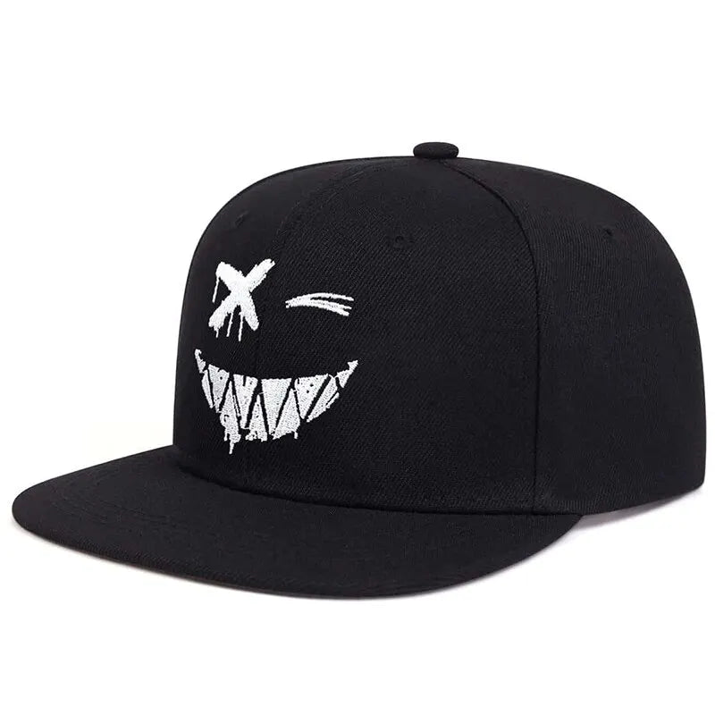 Unisex Personality Ghost Expression Embroidery Hip-hop Hats Snapback Caps
