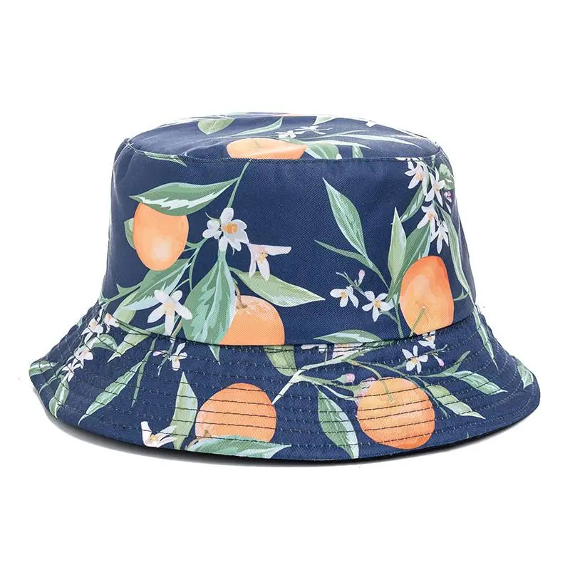 Unisex Bucket Cap Fruit Printing Hats Summer Double-sided Wear Man Women
