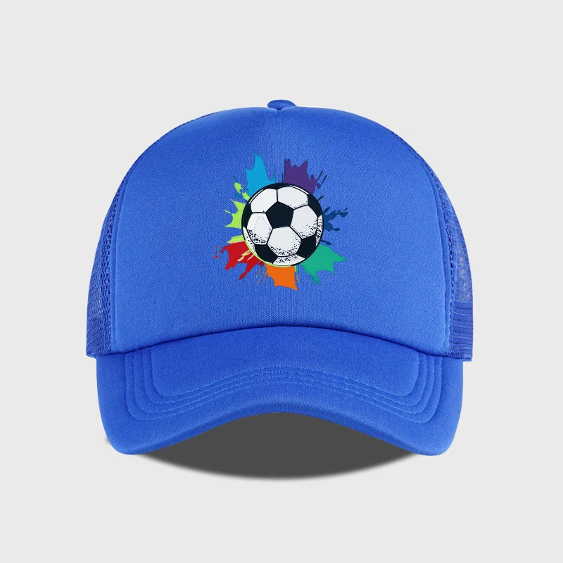 Colorful Soccer Splash Print Sponge Mesh Cap Baseball Cap