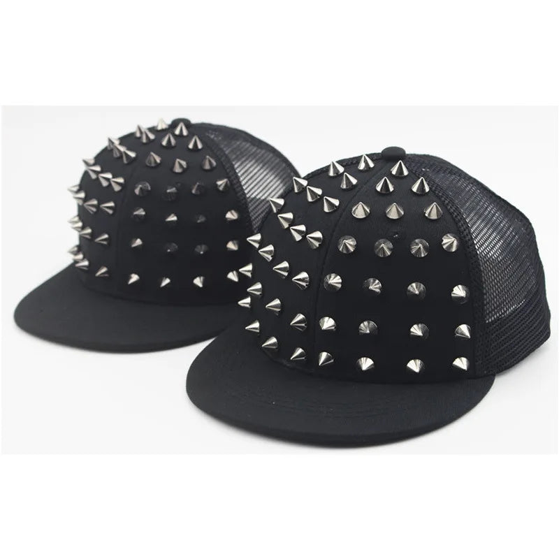 Men Women Rivet Hat Punk Rock Hip Hop Stud Baseball Cap Y2K Snapback Outdoor