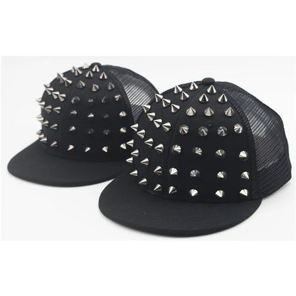 Men Women Rivet Hat Punk Rock Hip Hop Stud Baseball Cap Y2K Snapback Outdoor