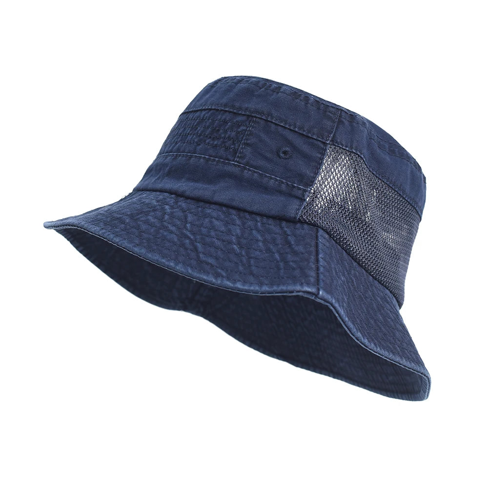 Spring Summer Washed Cotton Mesh Breathable Bucket Hats