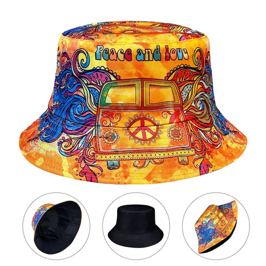 Peace and Love Colorful Fisherman Hat Foldable Fashionable Bucket Hat