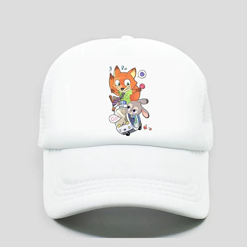 Cartoon Anime Print Baseball Cap Zootopia Judy Nick Sun Mesh Hat