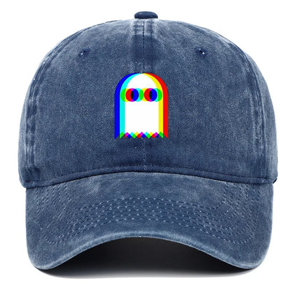 Retro Rainbow Ghost Print Washed Baseball Cap