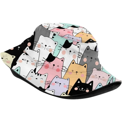Cute Cat Fisherman Cap Hip Hop Gorras Summer Unisex Cartoon Cat