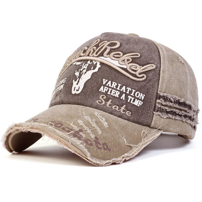 Unisex BlackRebel Letter Embroidery Wash Baseball Caps