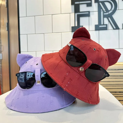 Bucket Hat With Glasses Women Spring Summer