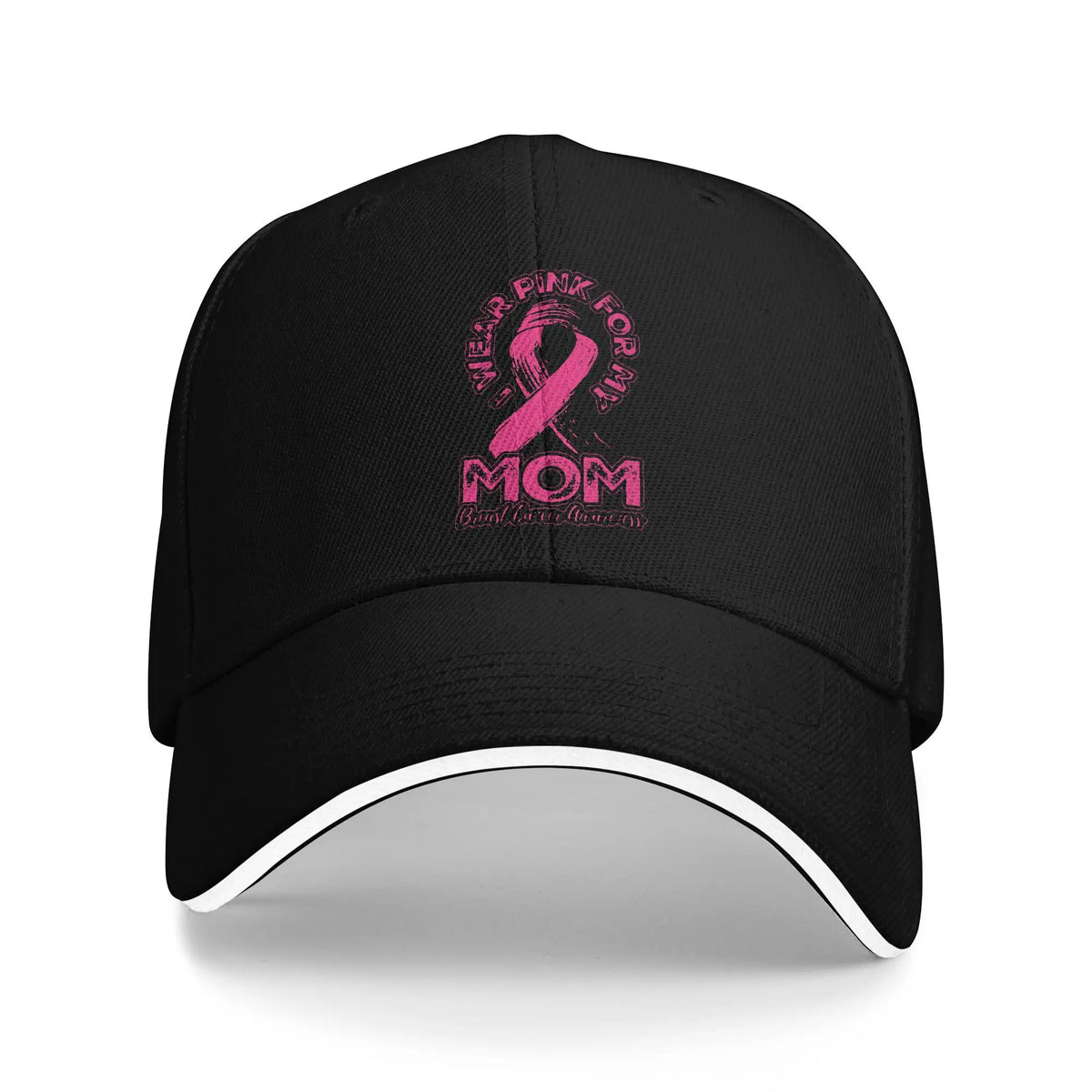 October We Wear Pink Rainbow Breast Cancer Awareness Ribbon Sandwich Cap Baseball Cap