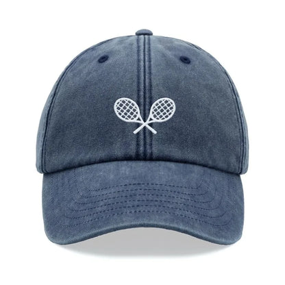 Tennis Racquets Crossed Retro Washed Baseball Caps