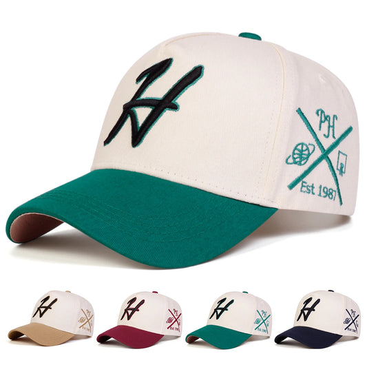Unisex H Letter Embroidered Baseball Caps Spring Autumn Outdoor